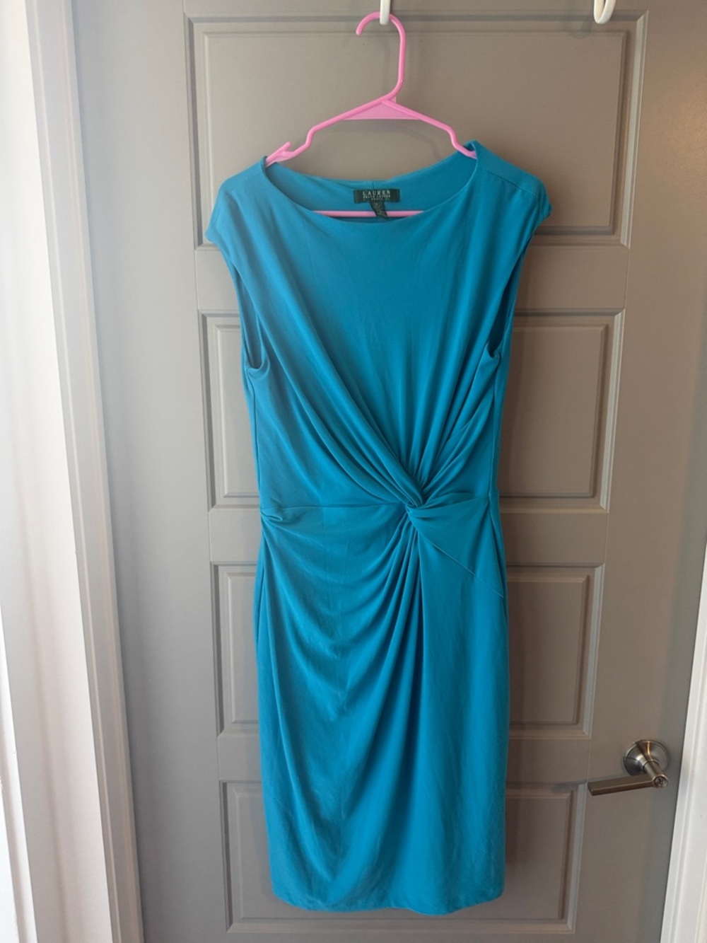 Ralph Lauren Bright Teal Knotted Sheath Dress